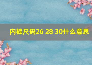 内裤尺码26 28 30什么意思